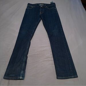 Nudie Jeans Men’s  Grim Trim Slim Straight Dark Blue Button Fly Jeans Size 34